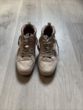 Shu Shop High Top Sneakers with Rose Gold Glitter Star